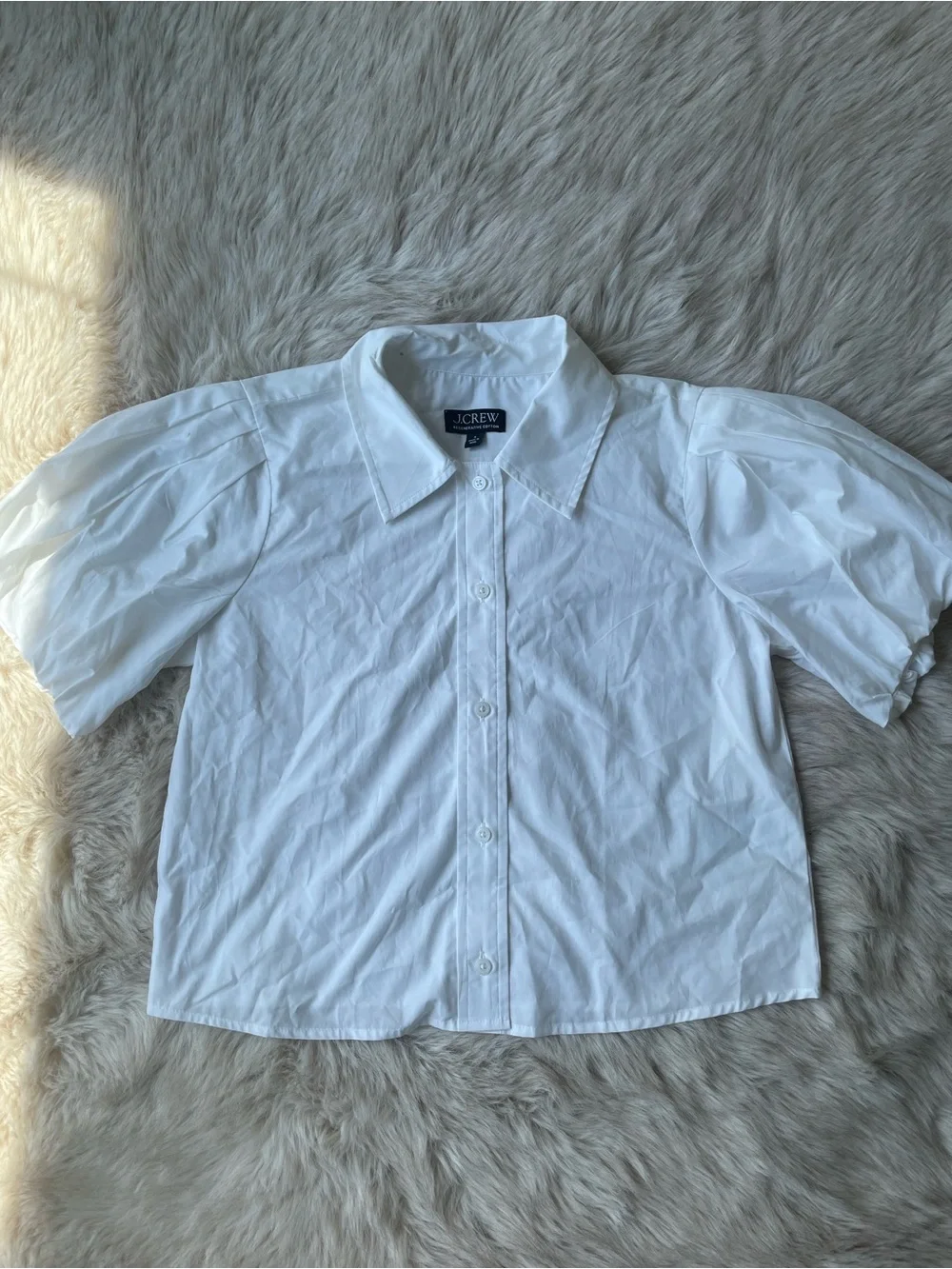 J.Crew Gamine Puff-Sleeve Shirt in Cotton Poplin